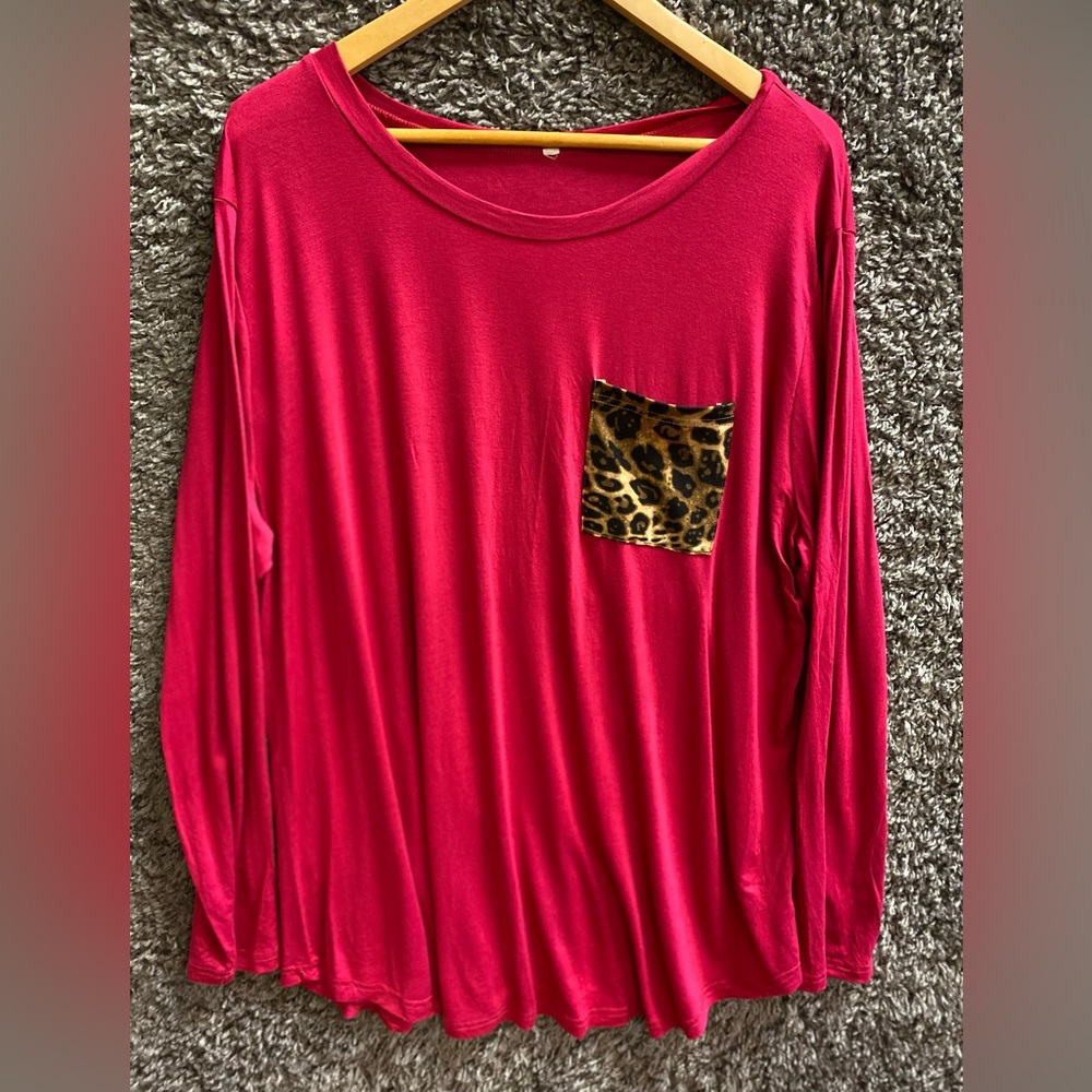 Pink with Leopard Pocket Longsleeve